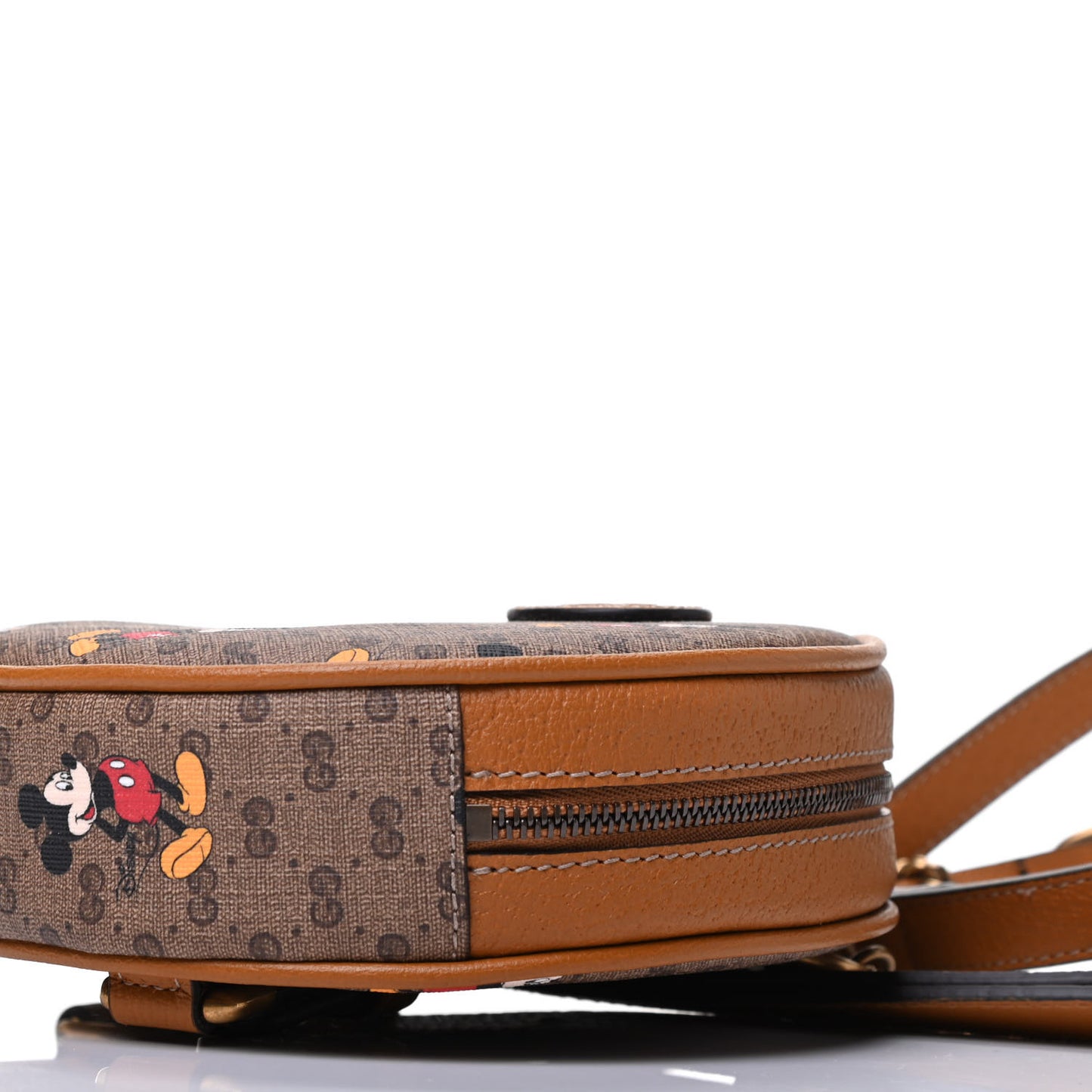 X DISNEY Mini Vintage GG Supreme Monogram Mickey Mouse Round Backpack Beige Vintage Sun Oil