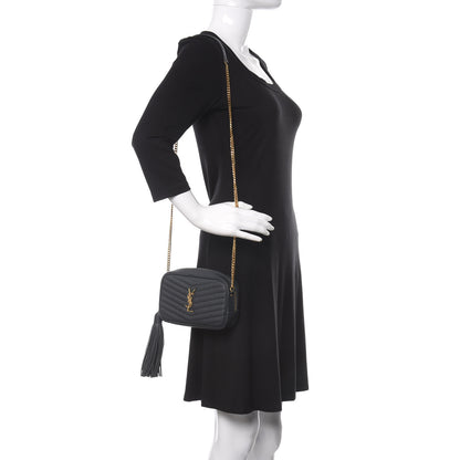 Saint Laurent Grain De Poudre Matelasse Monogram Mini Lou Camera Bag Dark Smog 2 of 9