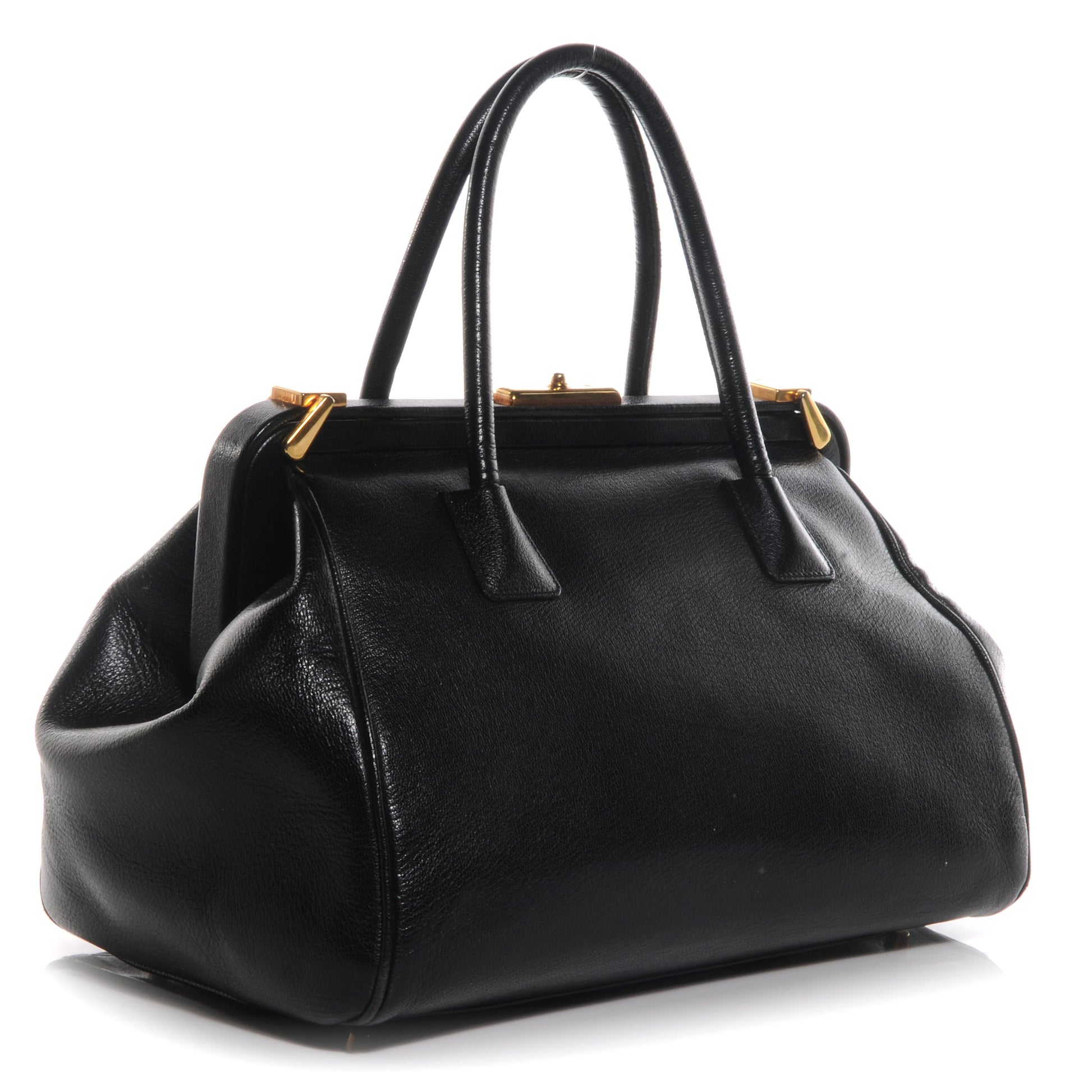 Prada Goatskin Cerniera Doctor Bag Black 3 of 8