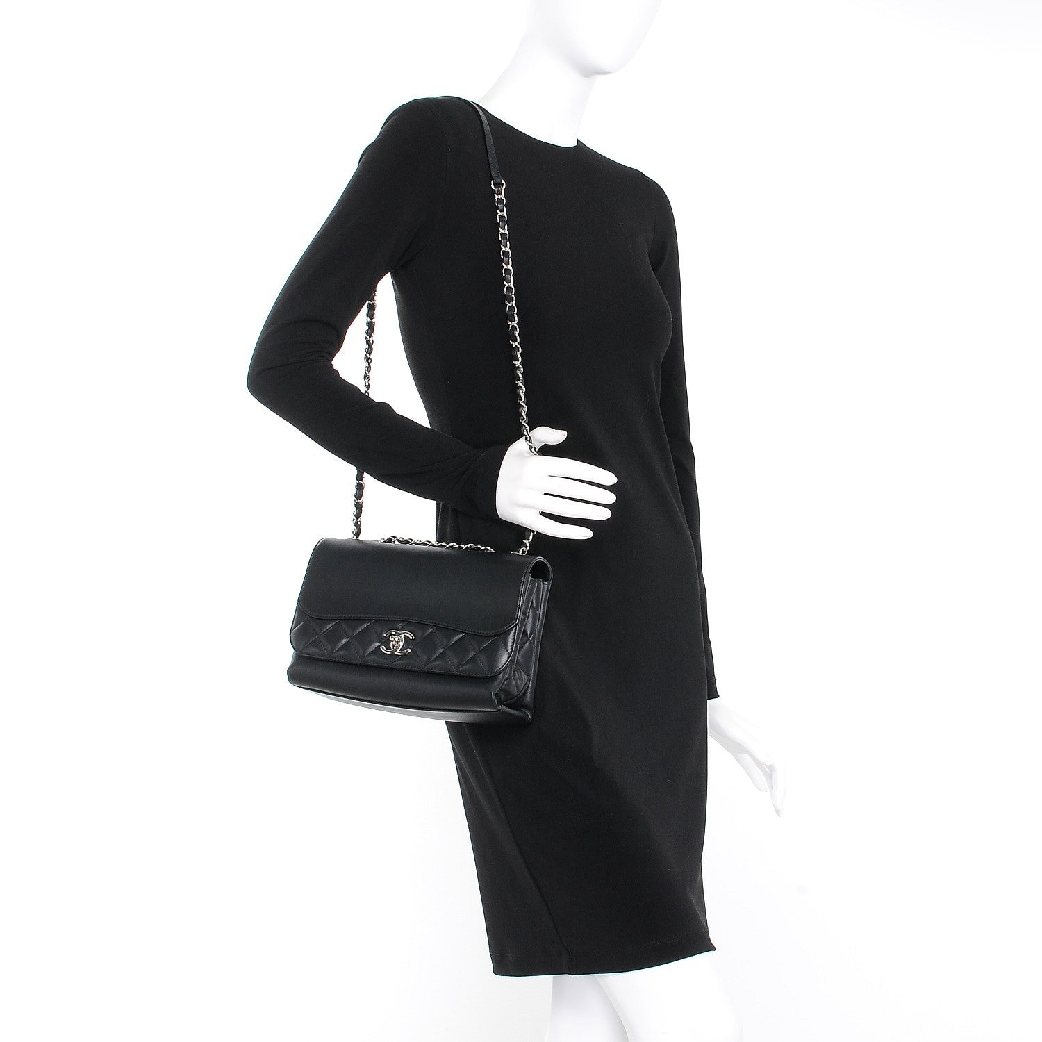 Chanel Calfskin Small Tramezzo Flap Black 2 of 8