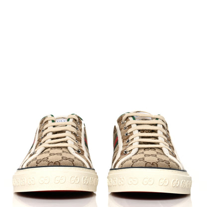 Gucci GG Monogram Web Mens 1977 Tennis Sneakers 8.5 Beige Ebony Mystic White 2 of 8