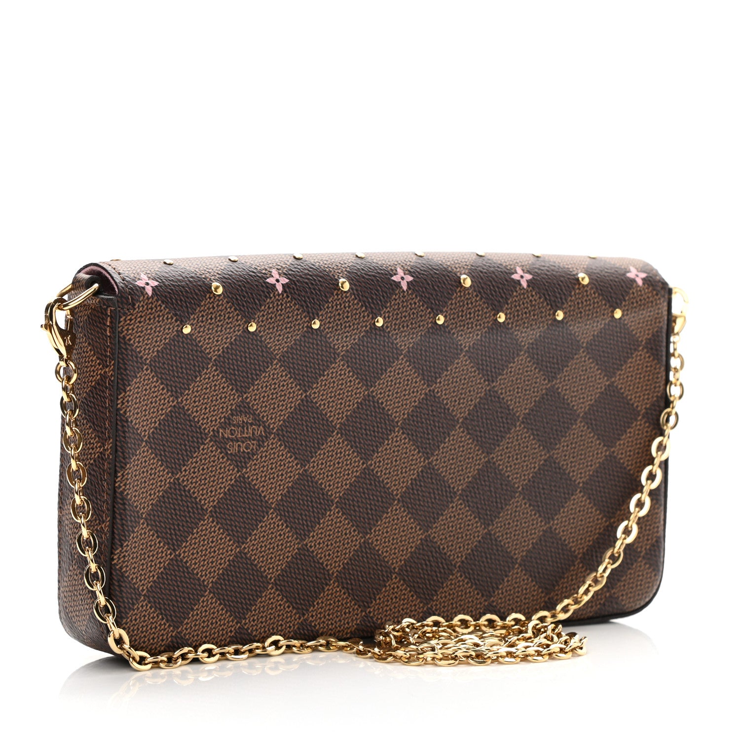 Louis Vuitton Damier Ebene Studded Pochette Felicie Chain Wallet 4 of 9