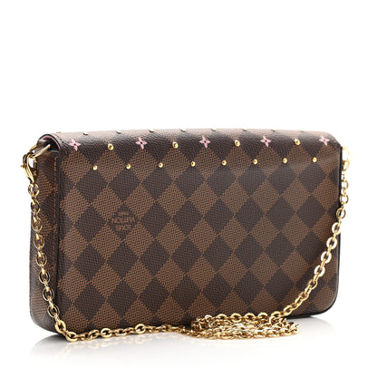Louis Vuitton Damier Ebene Studded Pochette Felicie Chain Wallet 4 of 9