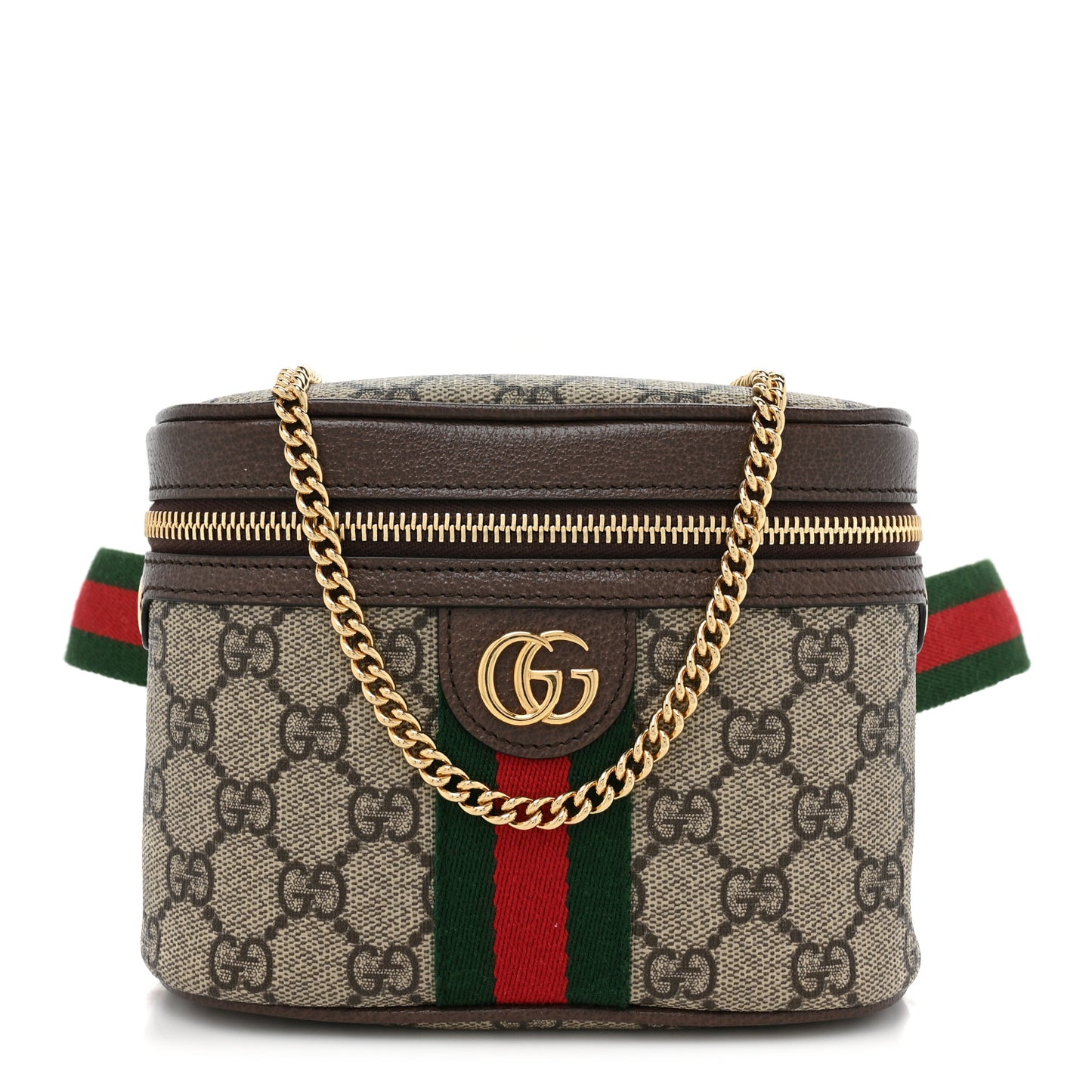 GG Supreme Monogram Textured Dollar Calfskin Web Ophidia Belt Bag 85 34 Beige Ebony New Acero