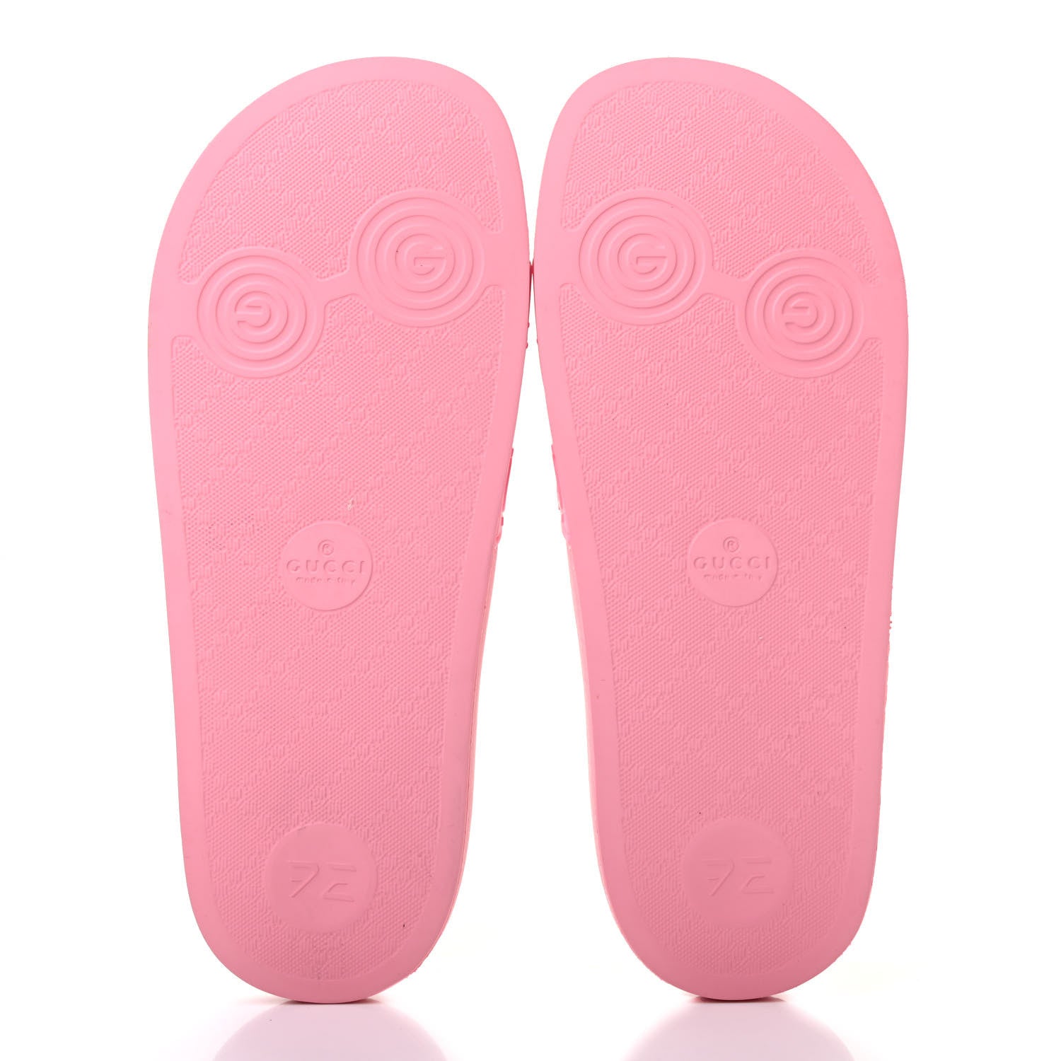 Gucci Rubber GG Monogram Perforated Womens Slide Sandals 38 Rose Box 5 of 8