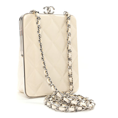 Chanel Lambskin Plexi Quilted CC Evening Clutch With Chain White 3 of 10