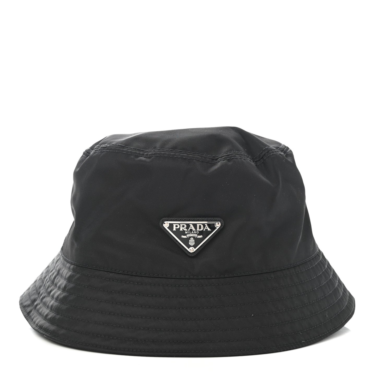 Re-Nylon Metal Triangle Logo Mens Bucket Hat L Black