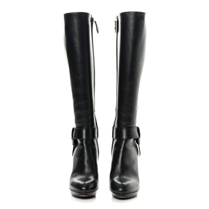 Louis Vuitton Calfskin Belted High Boots 36.5 Black 2 of 18