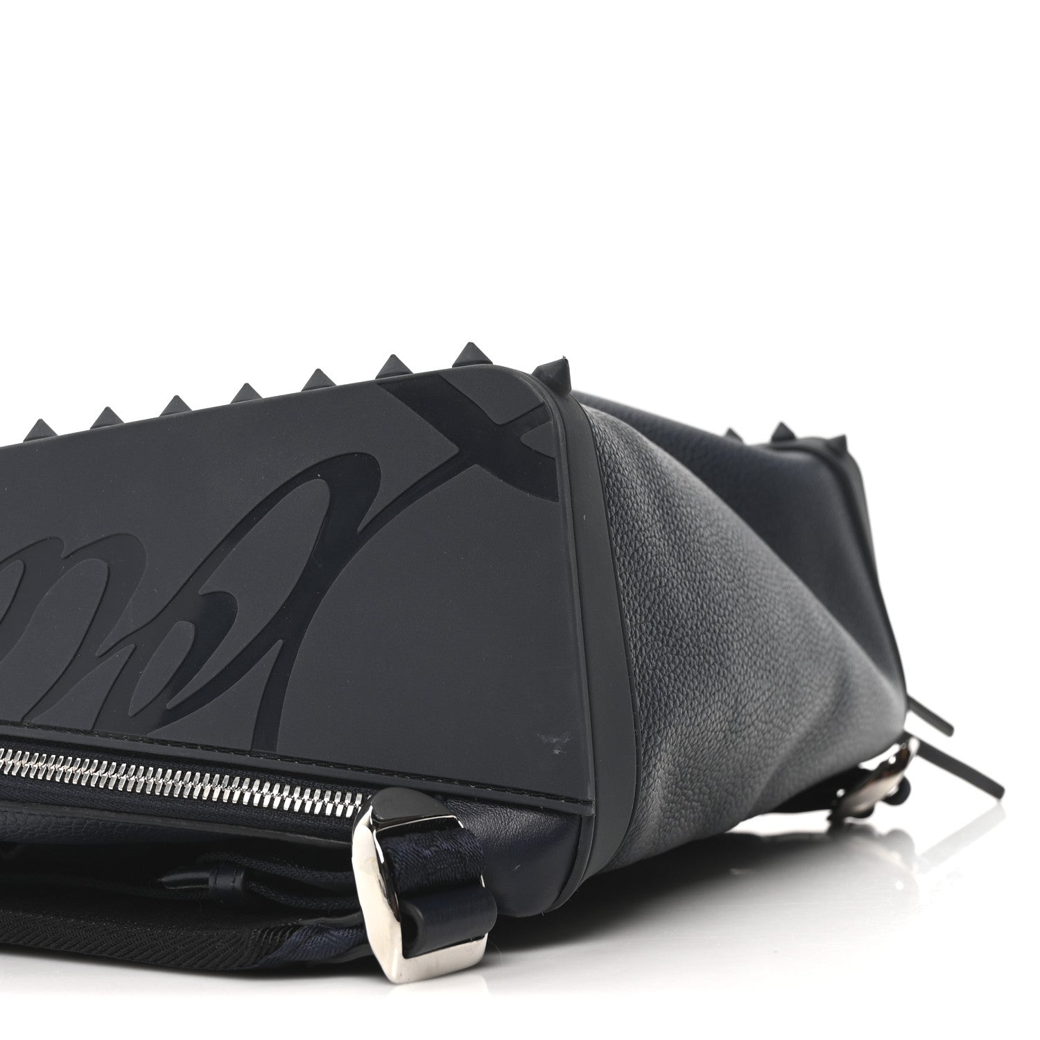 Christian Louboutin Calfskin Nylon Backparis Spiked Backpack Marine 8 of 9