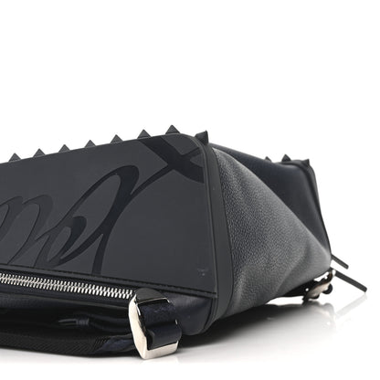 Christian Louboutin Calfskin Nylon Backparis Spiked Backpack Marine 8 of 9