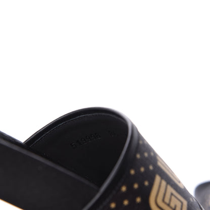 Gucci X SEGA Supreme Canvas GUCCY Stars Womens Slide Sandals 36 Black Gold 9 of 11