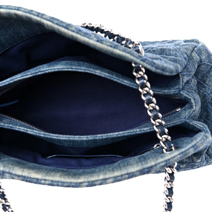 Chanel Denim Camellia Embroidered Medium Just Mademoiselle Blue 5 of 13