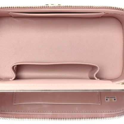 Chanel Shiny Lambskin Quilted Top Handle Vanity Case With Chain Pink 4 of 13