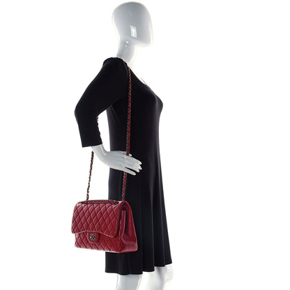 Chanel Lambskin Quilted Jumbo Double Flap Red 2 of 13