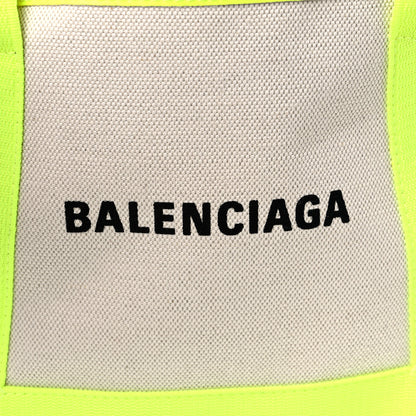 Balenciaga Cotton Canvas Satin Calfskin Navy Cabas XS Natural Fluo Yellow 9 of 17