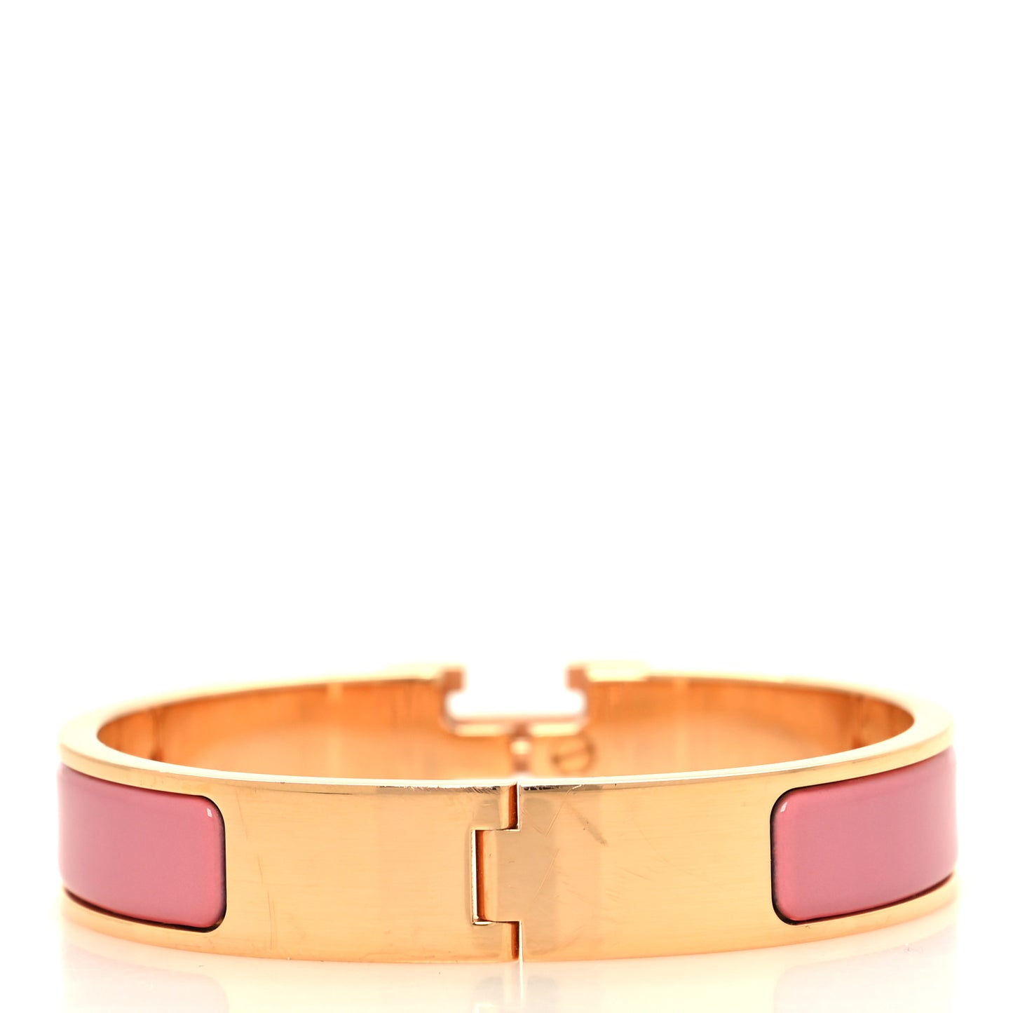 Enamel Narrow Clic Clac H Bracelet PM Rose Nacarat