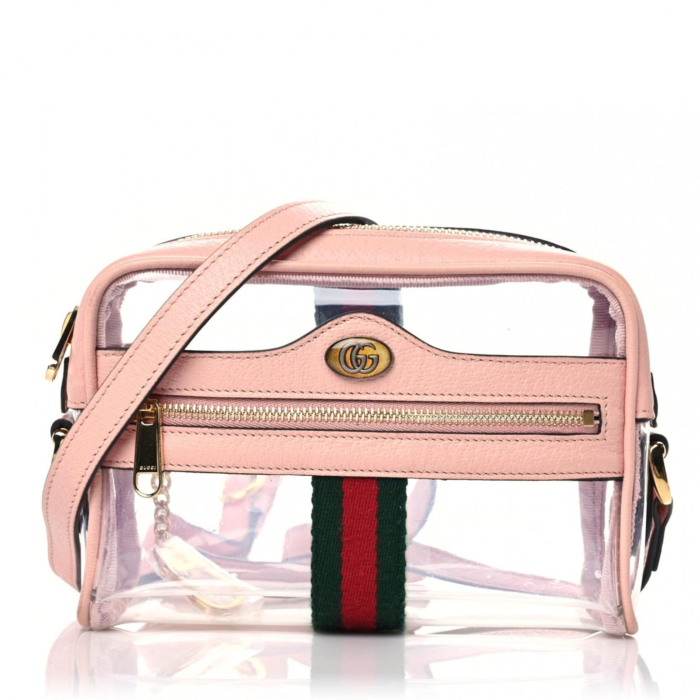 Vinyl Web Mini Ophidia Transparent Shoulder Bag Perfect Pink