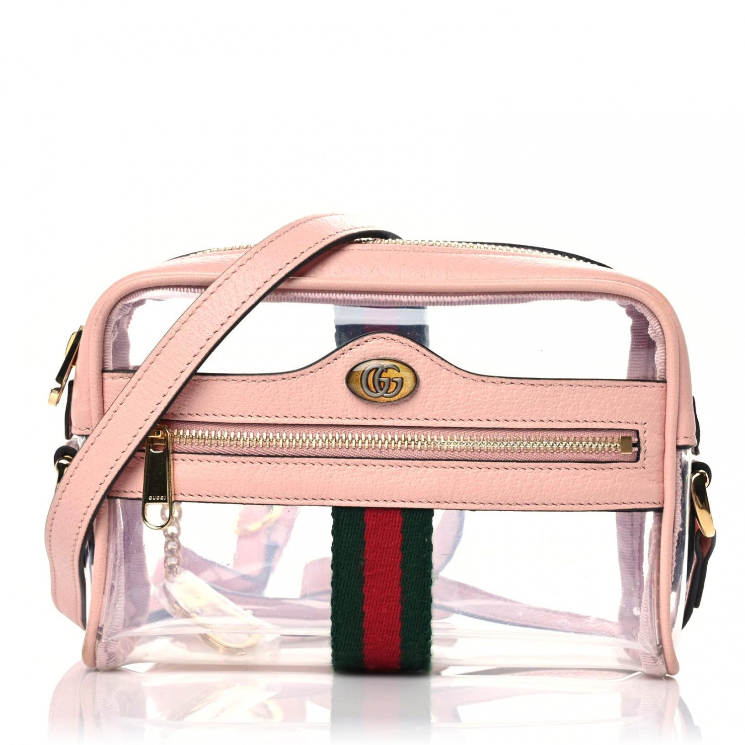 Gucci Vinyl Web Mini Ophidia Transparent Shoulder Bag Perfect Pink 1 of 13