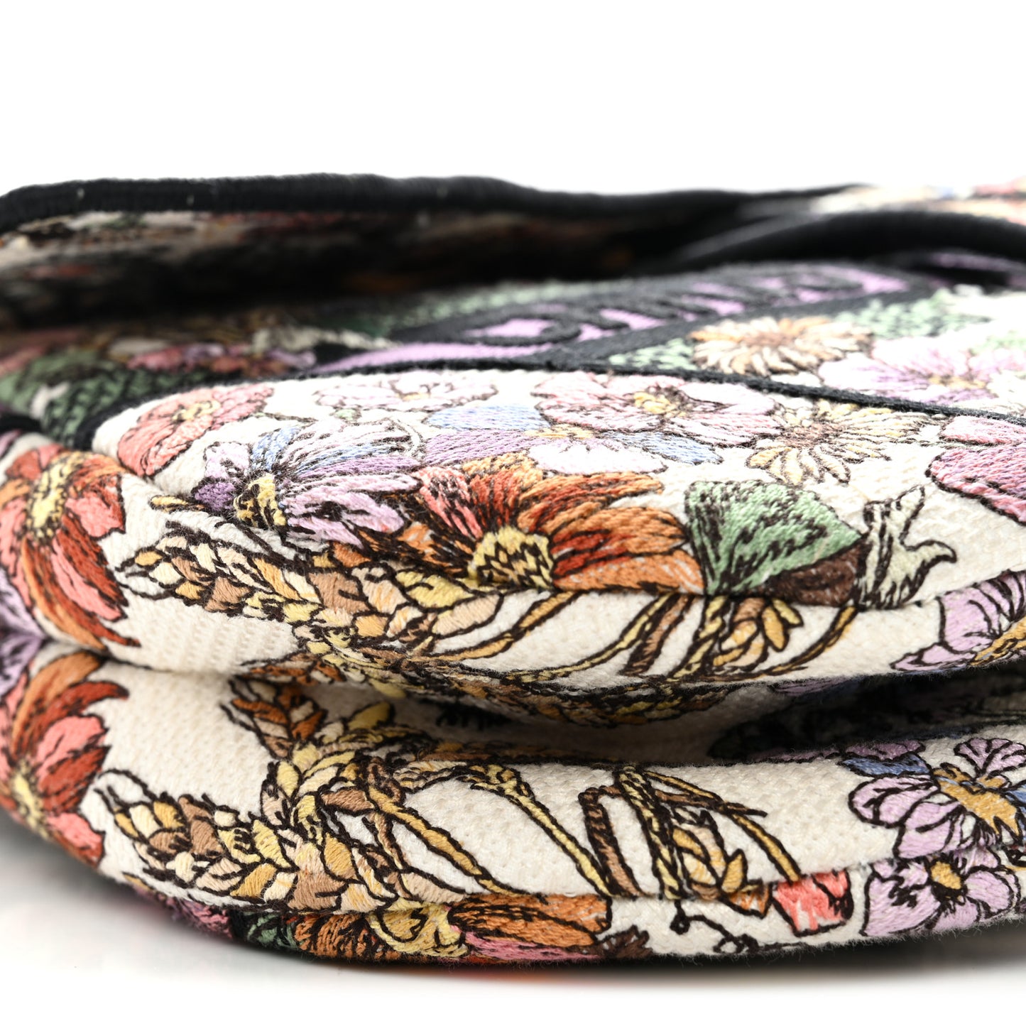 Canvas Embroidered 4 Saisons Été Saddle Bag White Multicolor