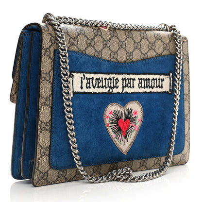 Gucci GG Supreme Monogram Embroidered Medium Dionysus Shoulder Bag Blue 4 of 19