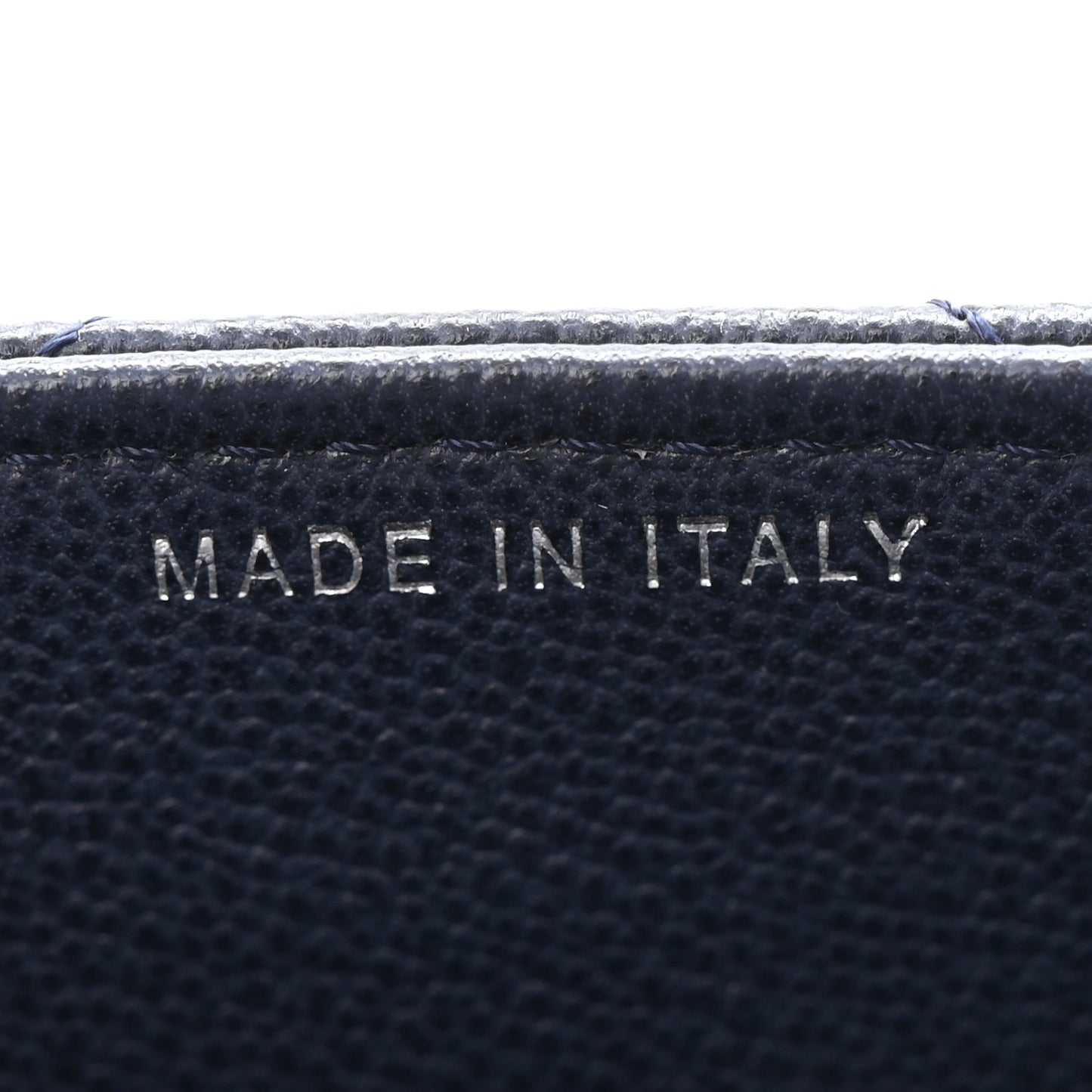 Grained Calfskin Quilted CC Box Clutch With Chain Navy