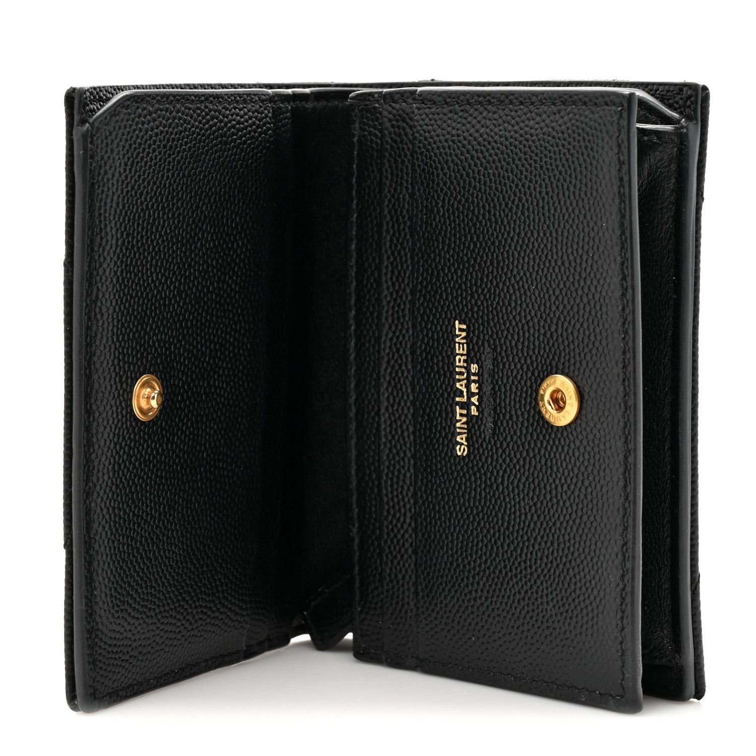 Saint Laurent Grain De Poudre Matelasse Chevron Monogram Flap Card Case Black 5 of 8
