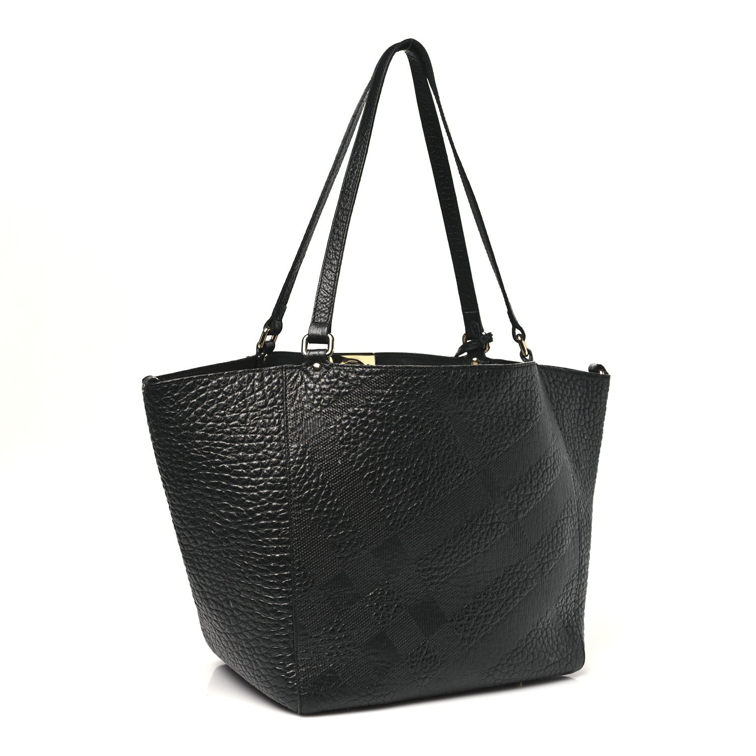Burberry Heritage Grain Check Embossed Medium Dewsbury Tote Black 4 of 12