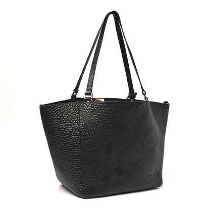 Burberry Heritage Grain Check Embossed Medium Dewsbury Tote Black 4 of 12