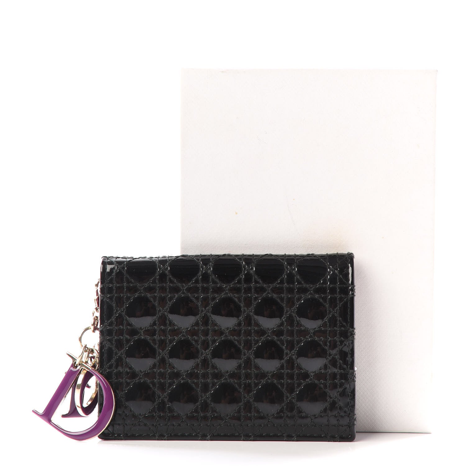 Christian Dior Patent Cannage Lady Dior Mini Wallet Black 12 of 13