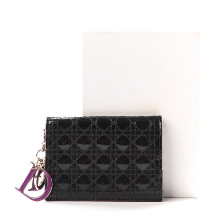 Christian Dior Patent Cannage Lady Dior Mini Wallet Black 12 of 13