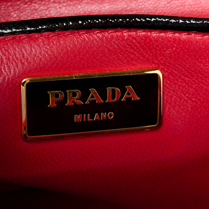 Prada Saffiano Vernice Open Promenade Tote Black Rosso 6 of 11