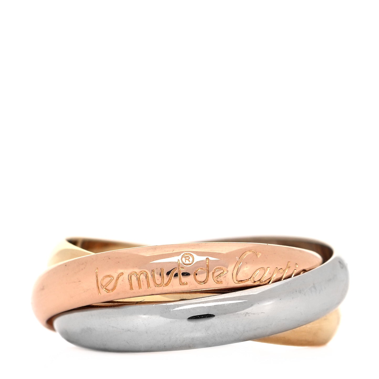 18K Pink Yellow White Gold Classic Les Must De Cartier Trinity Ring 53 6.25