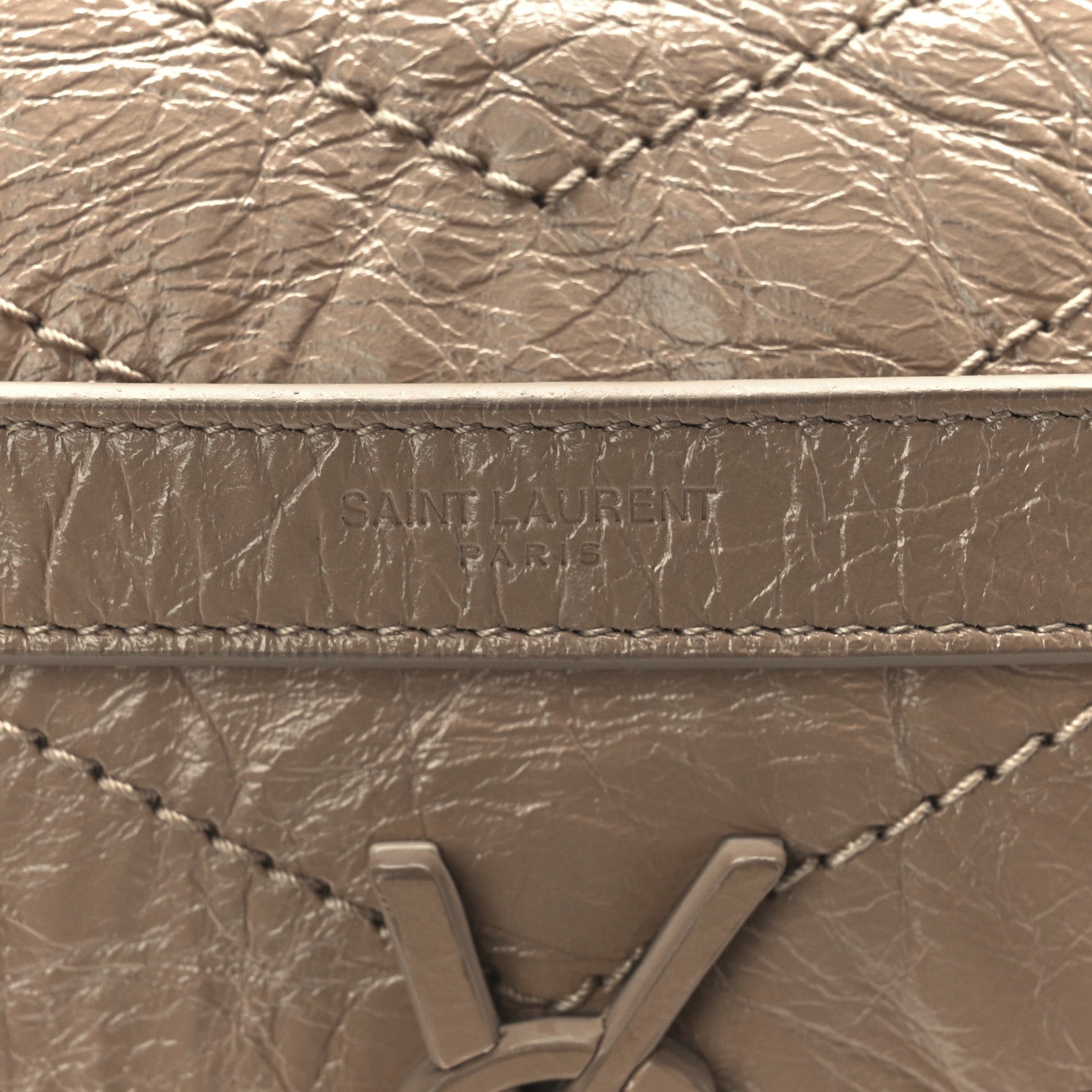 Saint Laurent Crinkled Calfskin Matelasse Monogram Medium Niki Chain Satchel Light Taupe 9 of 13