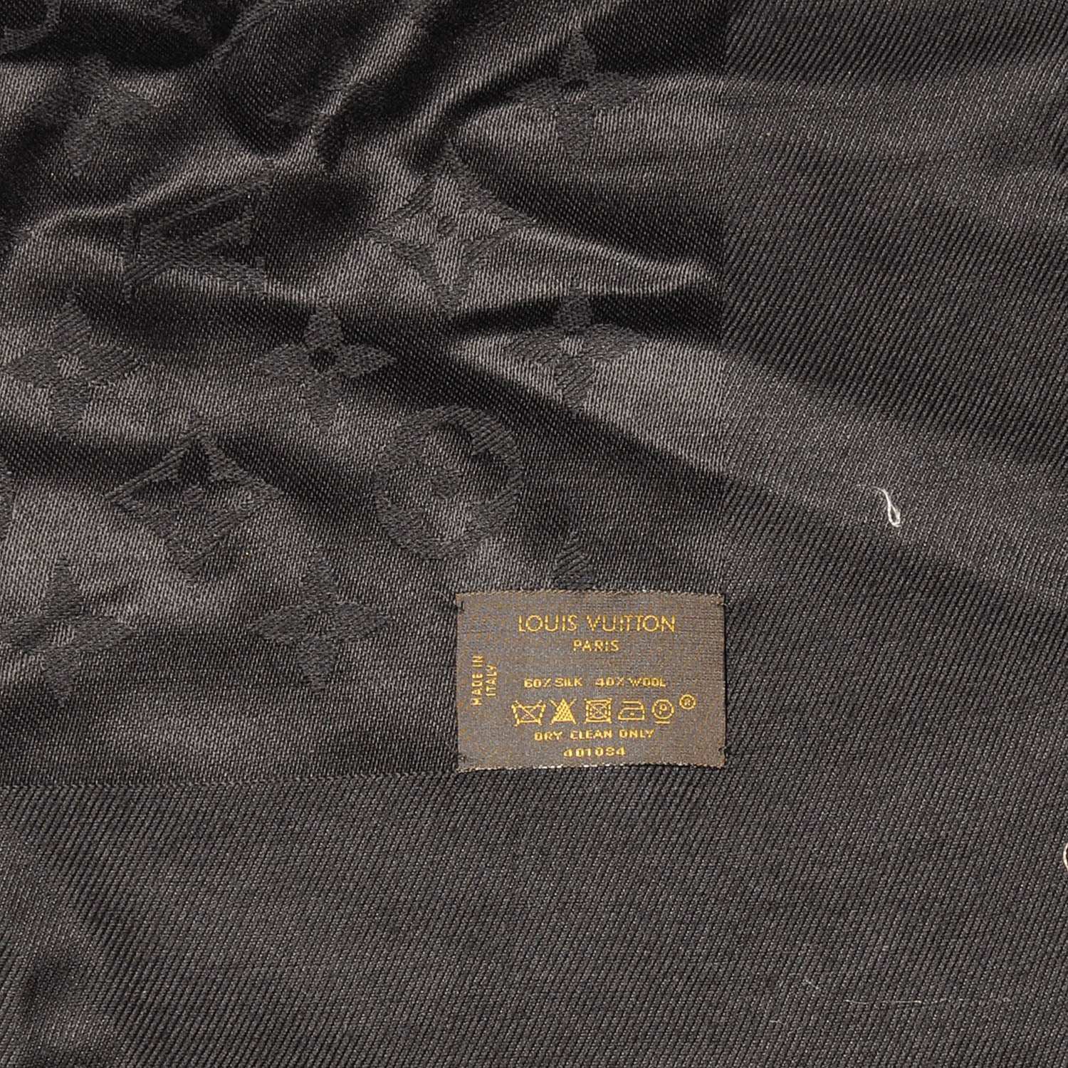 Louis Vuitton Silk Wool Monogram Shawl Black 4 of 4
