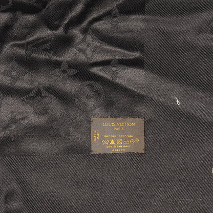 Louis Vuitton Silk Wool Monogram Shawl Black 4 of 4