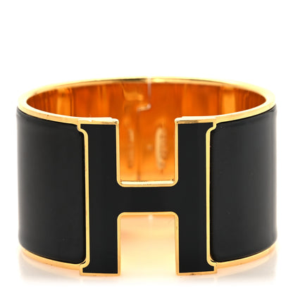 Hermes Enamel Extra Wide Clic Clac H Bracelet PM Black 1 of 4
