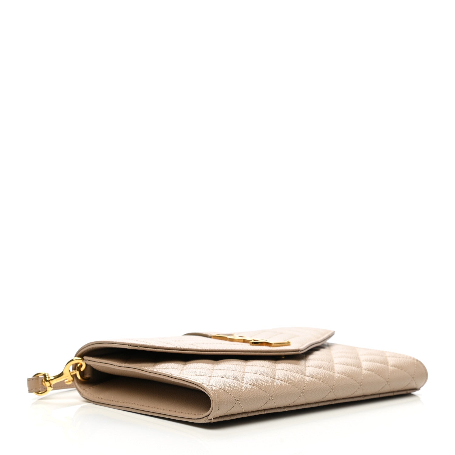 Saint Laurent Grain De Poudre Textured Mixed Matelasse Triquilt Monogram Clutch Dark Beige 4 of 8