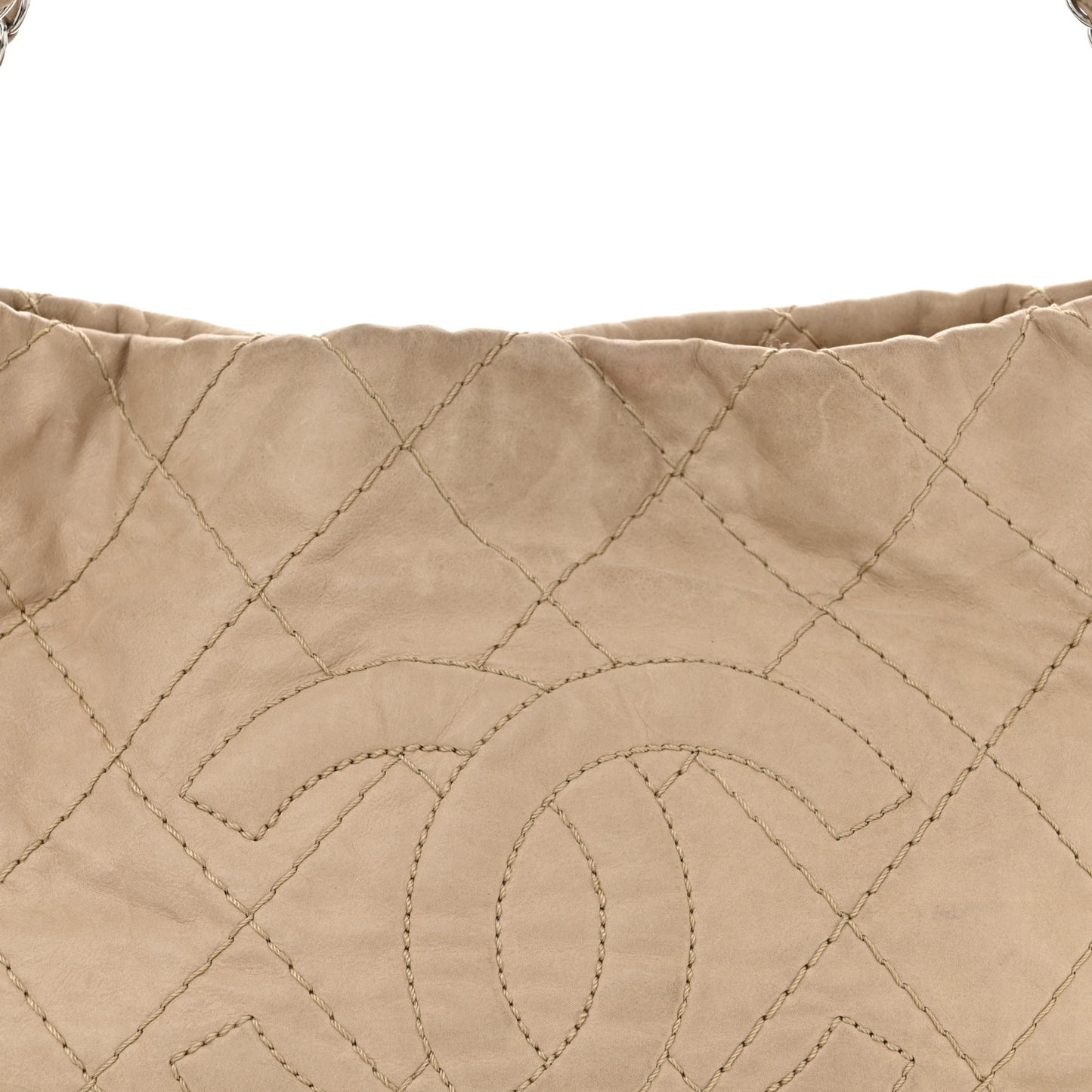Iridescent Calfskin Small Sea Hit Tote Beige