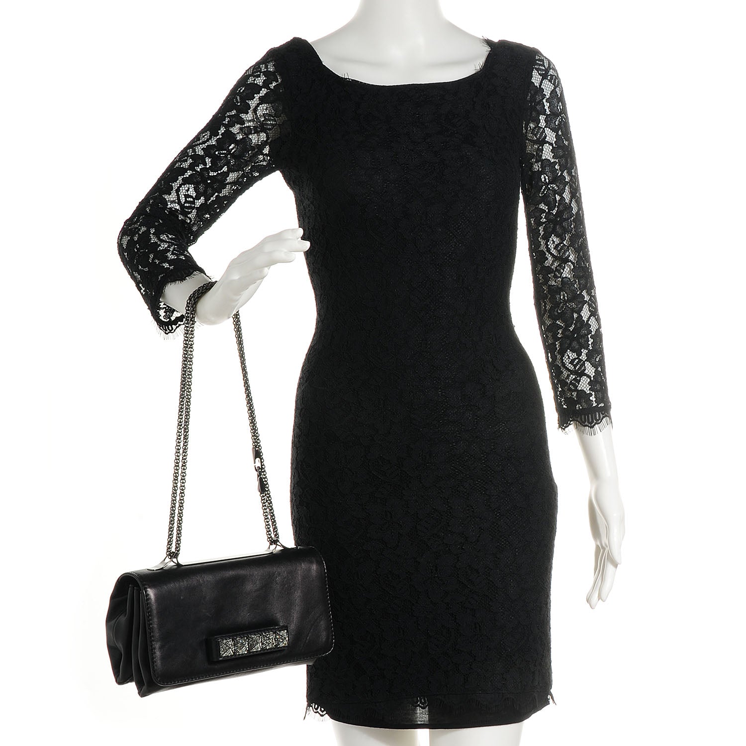 Valentino Garavani Nappa Crystal Encrusted Studs Va Va Voom Shoulder Bag Black 2 of 7