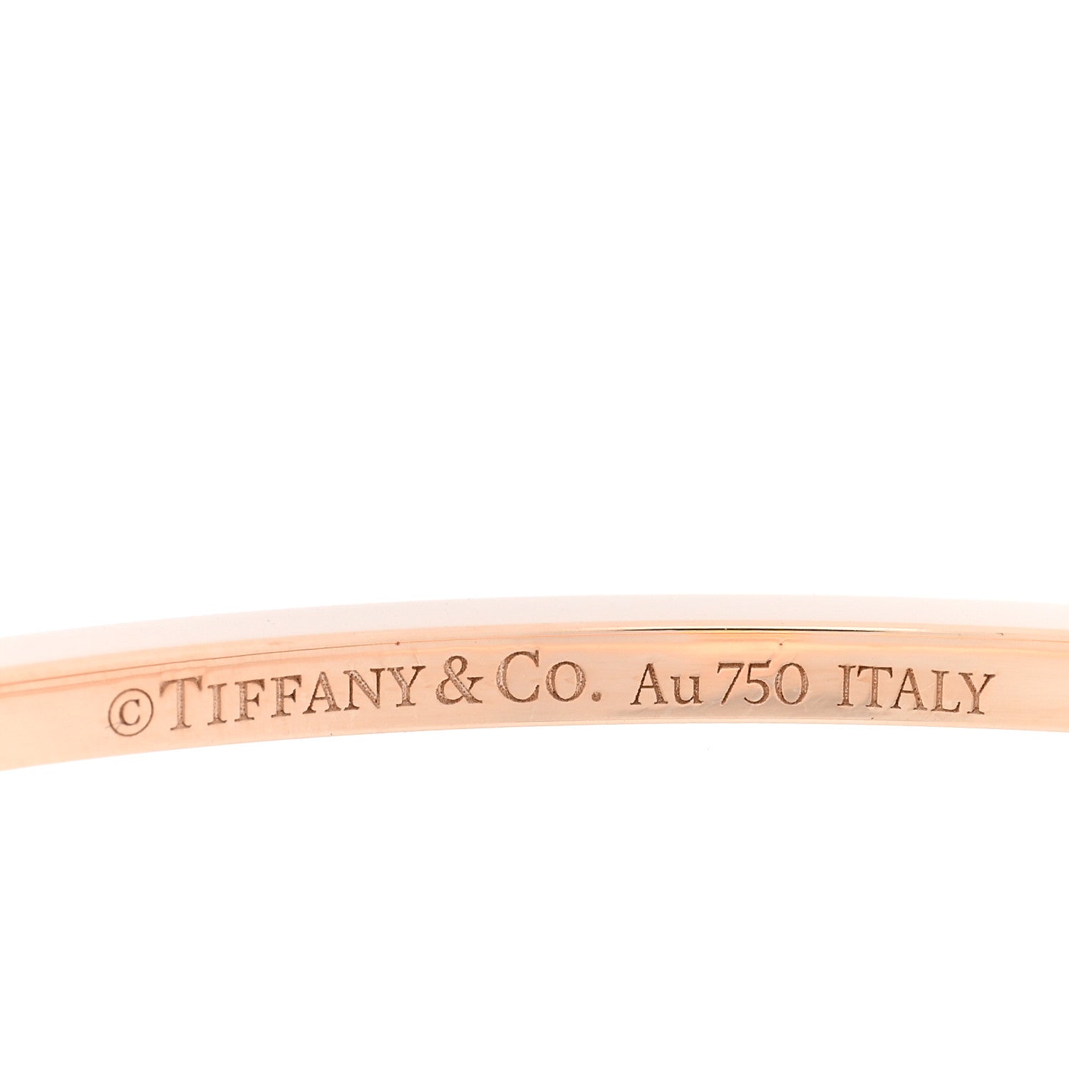 Tiffany 18K Rose Gold Diamond T Hinged Wire Bangle Bracelet 3 of 4