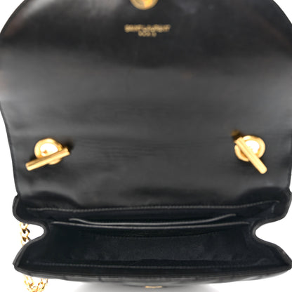 Saint Laurent Lambskin Matelasse Chevron Monogram Bubble Chain Crossbody Black 4 of 11