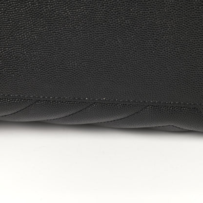 Saint Laurent Grain De Poudre Matelasse Chevron Monogram Shopping Bag Black 12 of 12