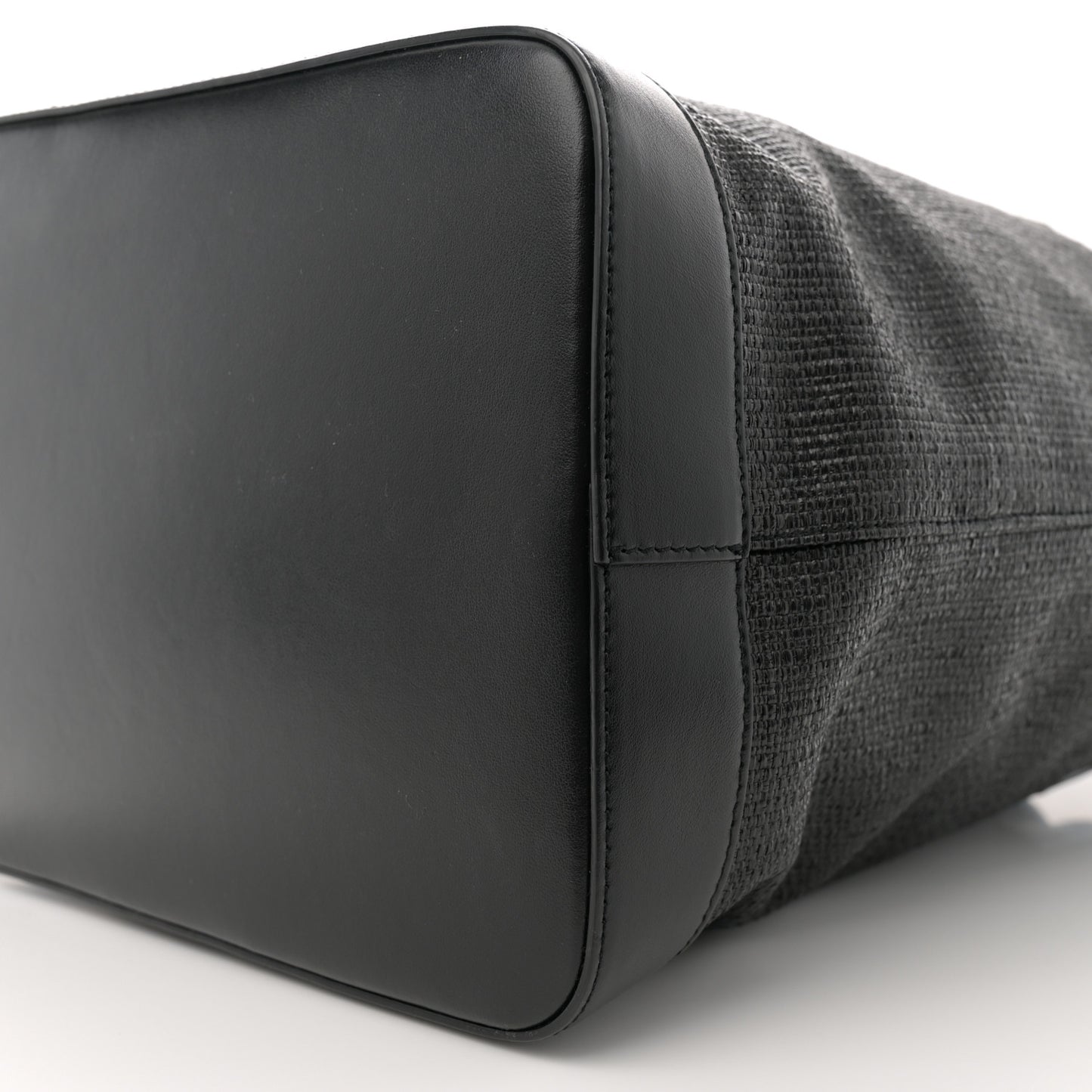 Linen Canvas Teddy Shopping Bag Black