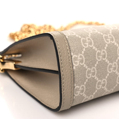 Gucci GG Supreme Monogram Textured Dollar Calfskin Web Small Ophidia Chain Shoulder Bag Beige Mystic White Oatmeal 8 of 9