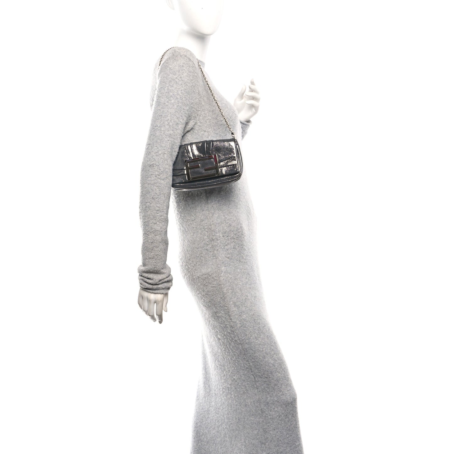 Metallic Calfskin Mia Pochette Silver