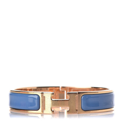 Hermes Narrow Enamel Clic Clac H Bracelet PM Bleu Turquin 1 of 8