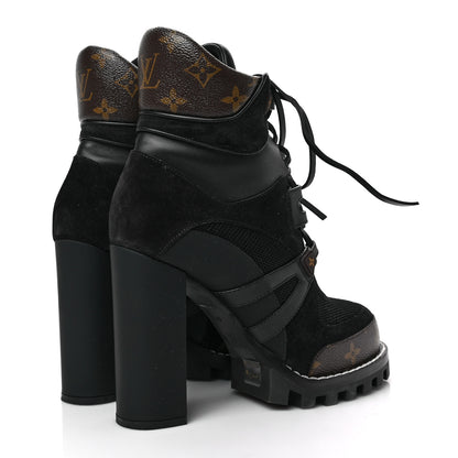 Louis Vuitton Suede Calfskin Monogram Star Trail Ankle Boots 40 Black 4 of 6