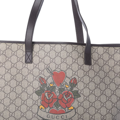 Gucci GG Plus Monogram Tattoo Heart Large Tote Dark Brown 7 of 10