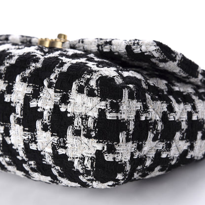 Chanel Tweed Quilted Large 19 Flap Black Ecru White 7 of 11