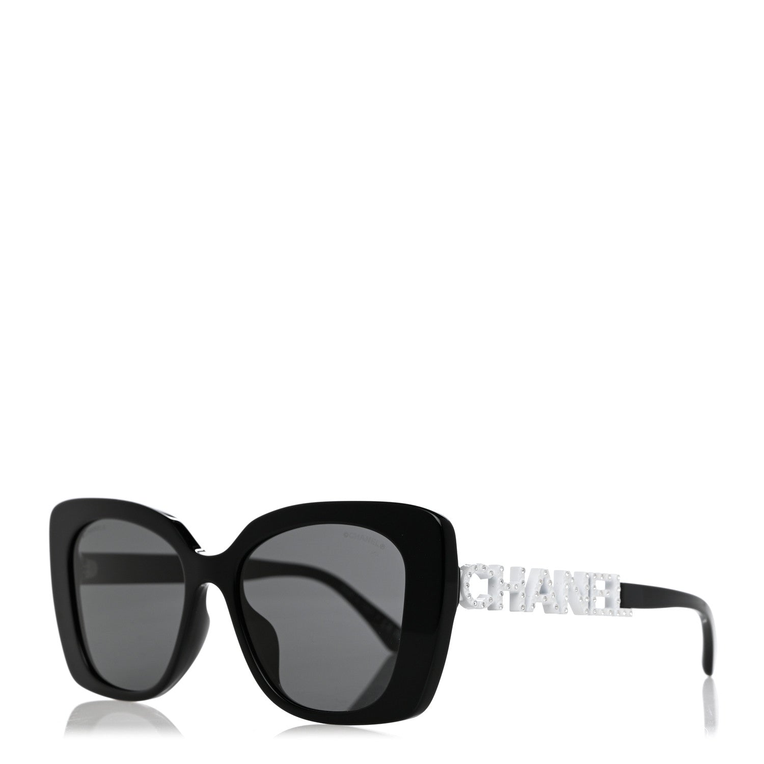 Chanel Acetate Strass Square Sunglasses 5422-B-A Black White 1 of 8